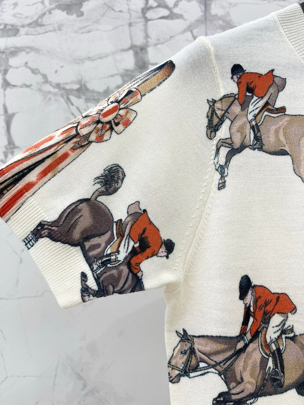 HM 2026 Blend Short-Sleeve Printed Shirt White Mix Colors Wool 653835