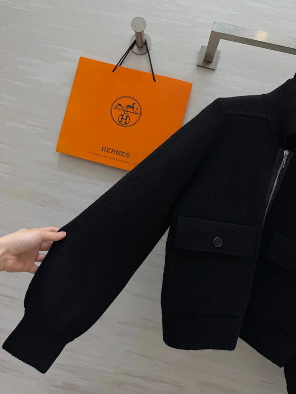 HM 2026 Collared Zip-Up Knit Jacket Wool 408378