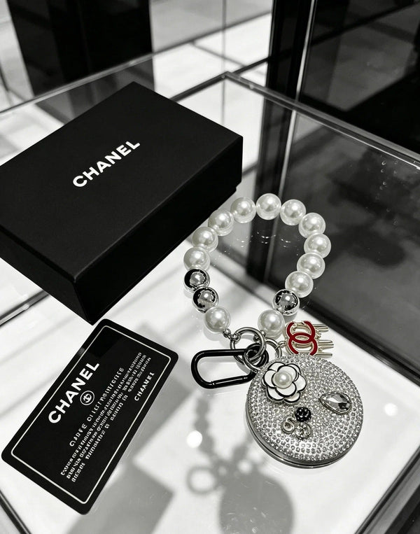 CC Rhinestone Camellia Mirror Charm