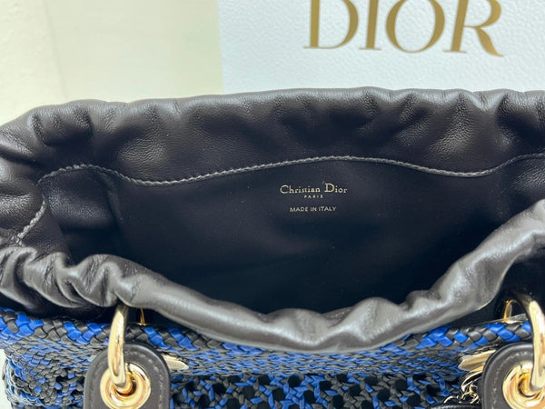 CD Lady Woven Bag 24CM Open-Mesh Lambskin Leather