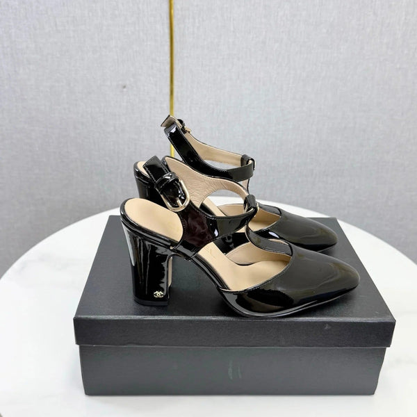 CC 2026 T-strap Slingback 90mm Patent Leather 904405