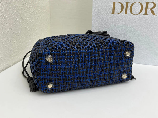 CD Lady Woven Bag 24CM Open-Mesh Lambskin Leather