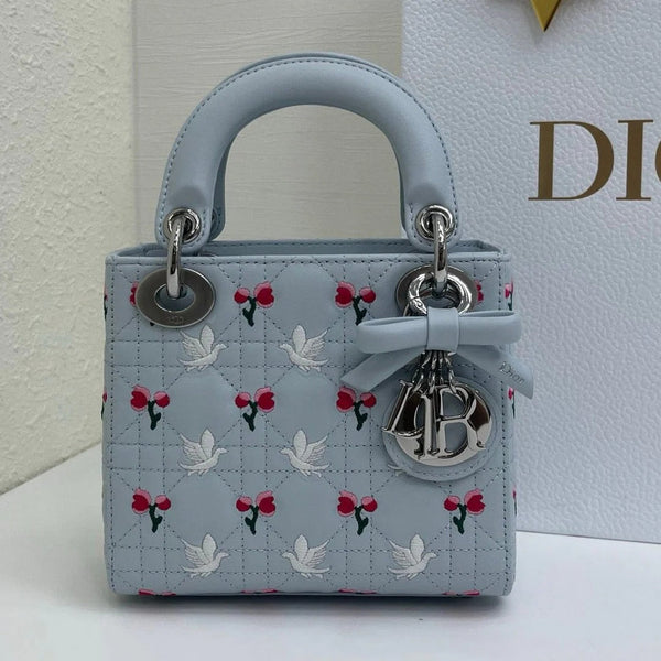 CD 2026 Bird Rose Design Lady Dior Bag Lambskin