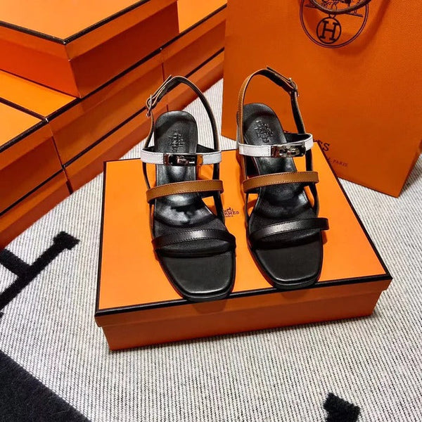HM 2026 Eve Sandal Black Brown White Leather 545948