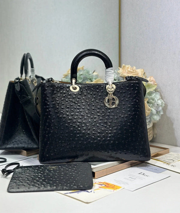 CD 2026 Toujours Bag Black Embossed Calfskin 288195
