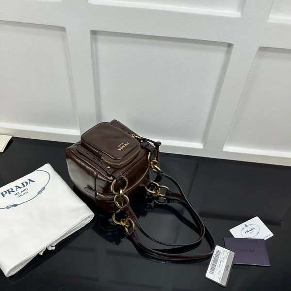 Prad 2026 Dangle Mini Handbag 14.5cm Patent Calfskin