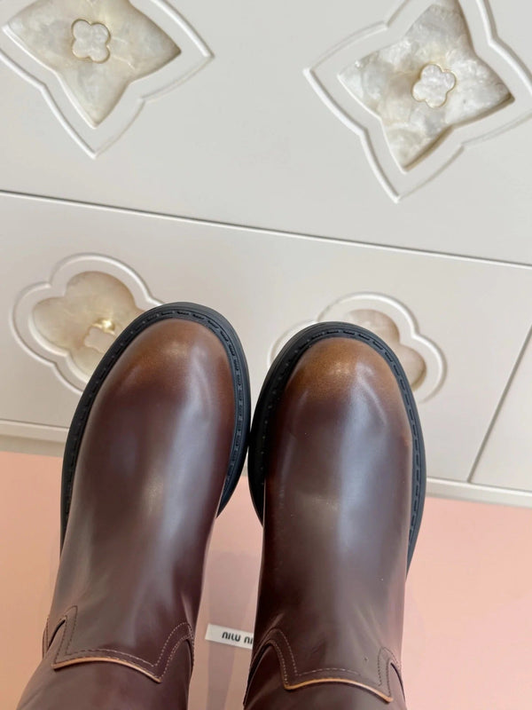 Miu 2026 Buckle-Detail Knee-High Boots Leather 955680