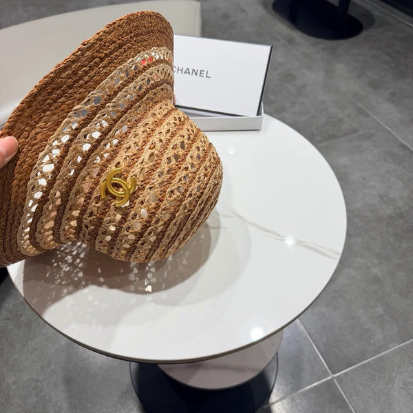 Chanel Hollowed-out Bow Straw Hat