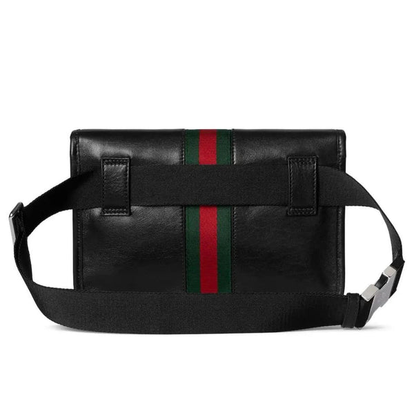 GG 2026 Web Trademark Bag 24cm Black Calfskin