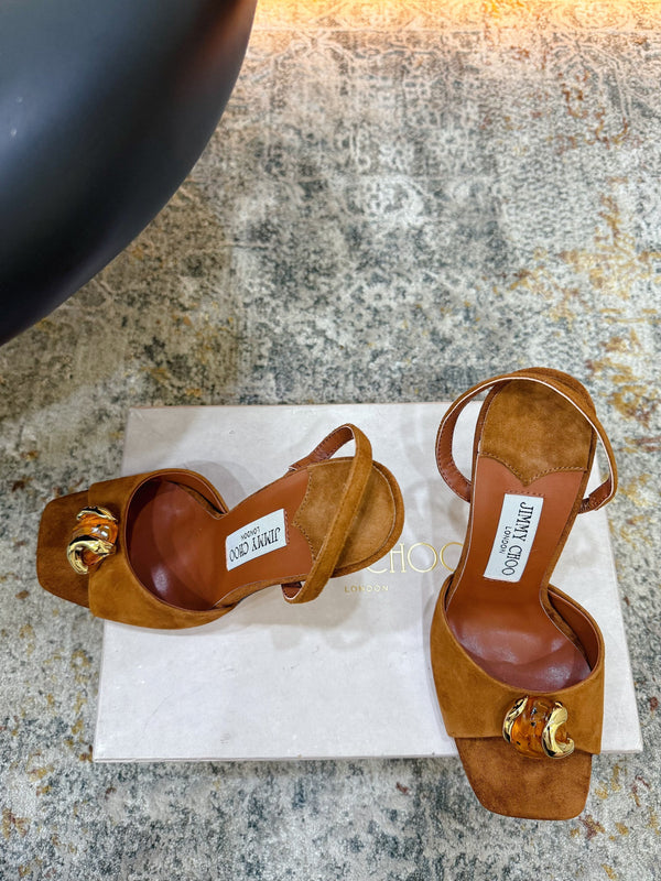 JC 26s Emani 100 Sandals 10cm Tan Suede 996790