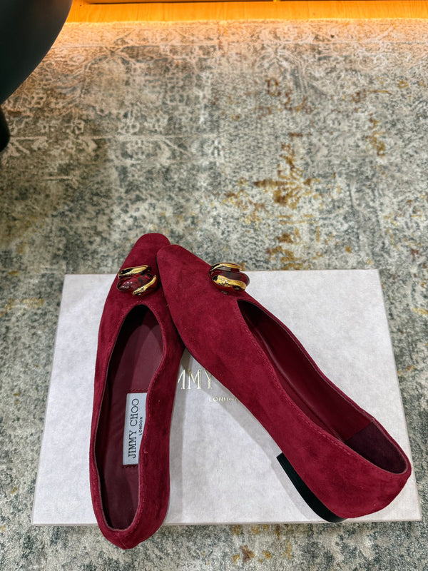 JC 26s Margot Ballet Flat Burgundy Suede 996483