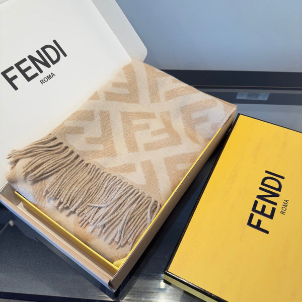 FF 170CM Scarf Beige White Cashmere 104068