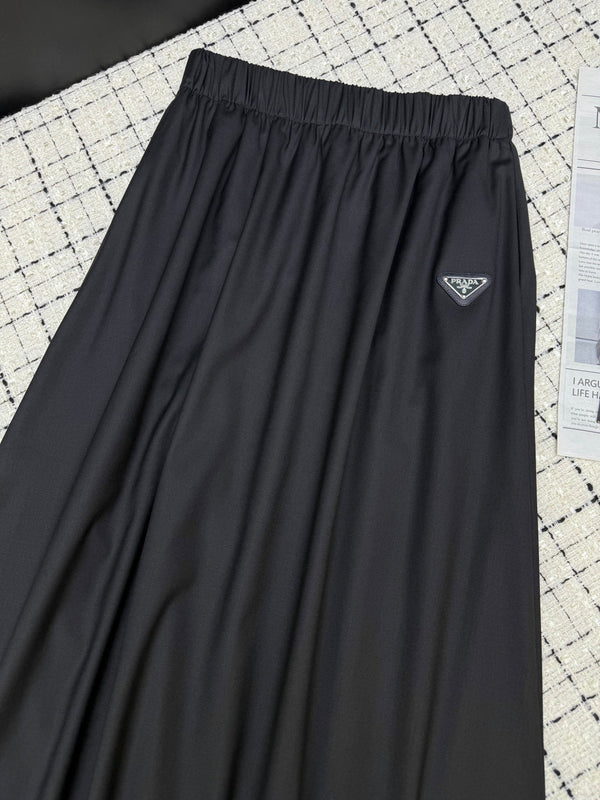 Prad 26S Wool Blend Pleated Midi Skirt 428102