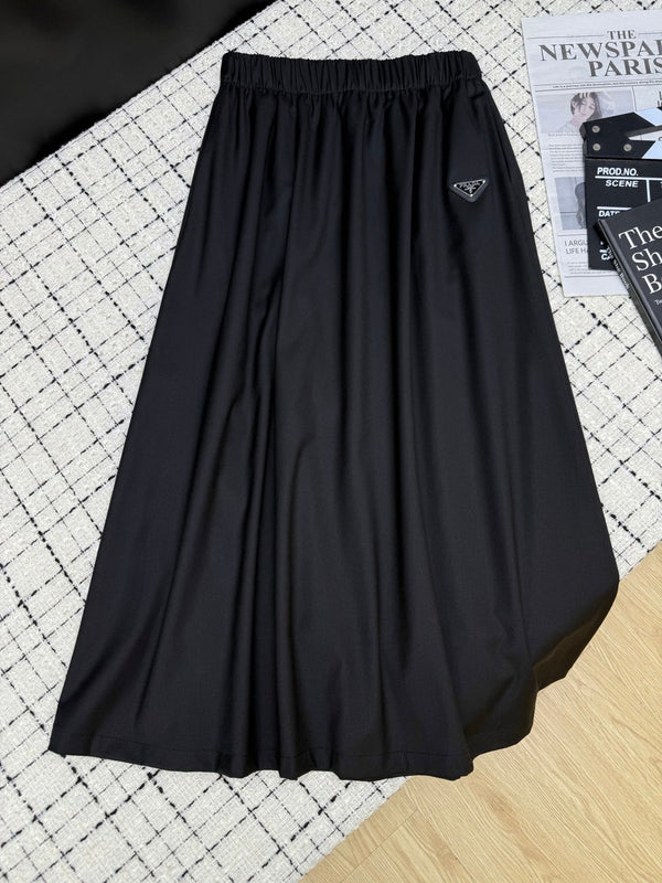 Prad 26S Wool Blend Pleated Midi Skirt 428102