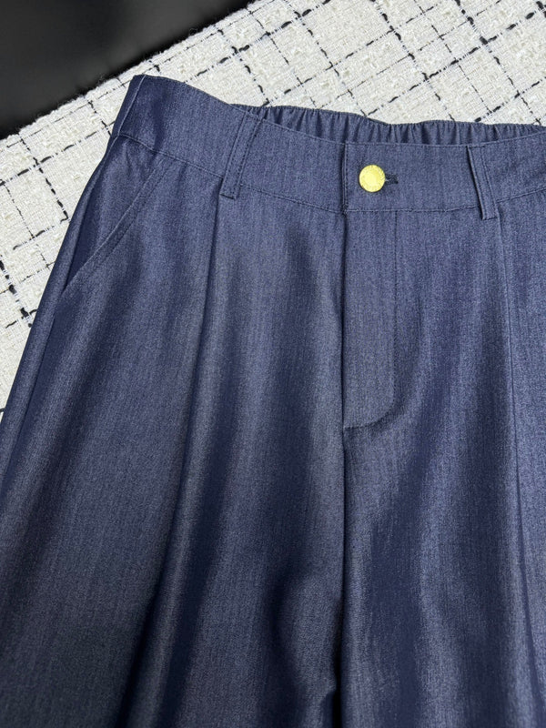 Prad 26S Indigo Denim Cotton Wide Leg Pants 428131