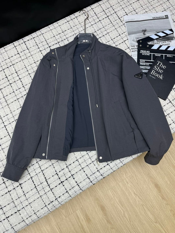 Prad 26S Charcoal Gray Re-Nylon Drawstring Windbreaker Jacket 428116