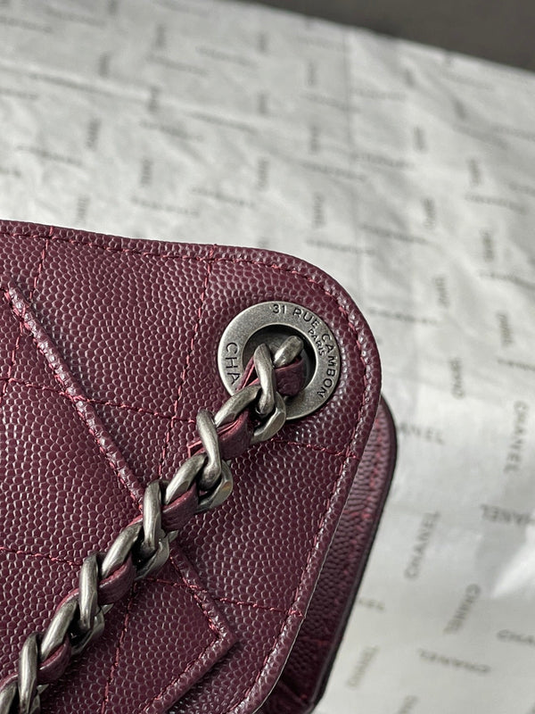 CC 26c Hobo Bag 22cm Burgundy Caviar Leather SHW