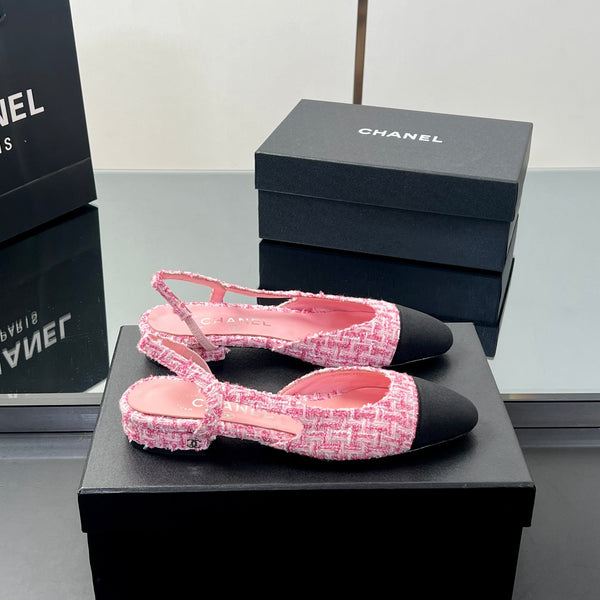 CC Slingback 2.5cm Hot Pink Black Tweed Fabric