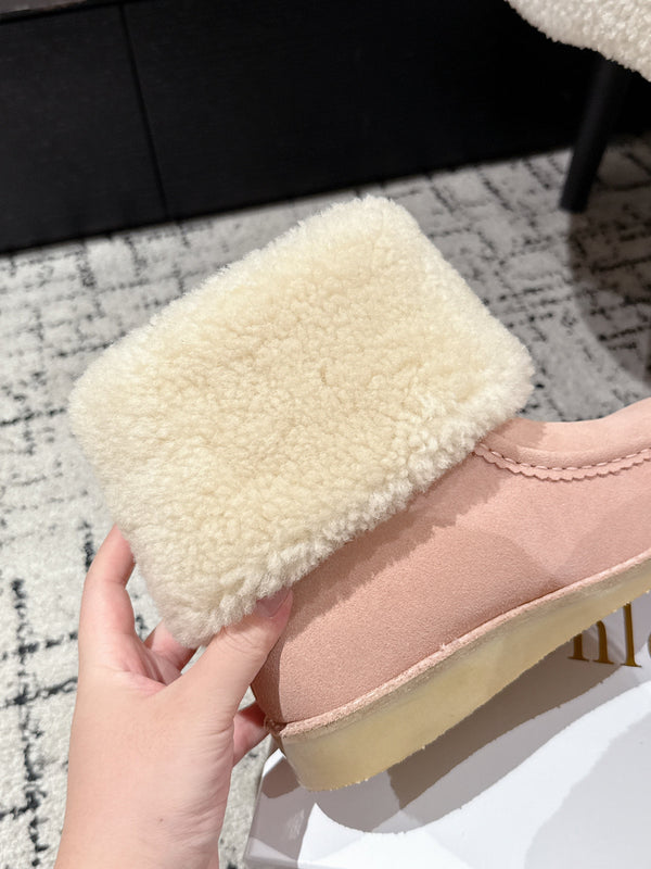 Chloe Snow Boots Light Pink Suede Wool 514333