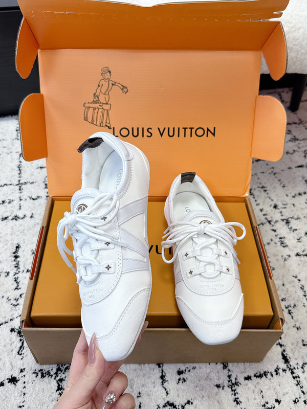 LV Sneakerina Sneaker White Suede Leather 616972