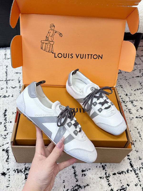 LV Sneakerina Sneaker Grey White Suede Leather 616975