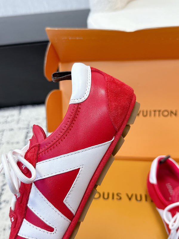 LV Sneakerina Sneaker Red White Suede Leather 616976