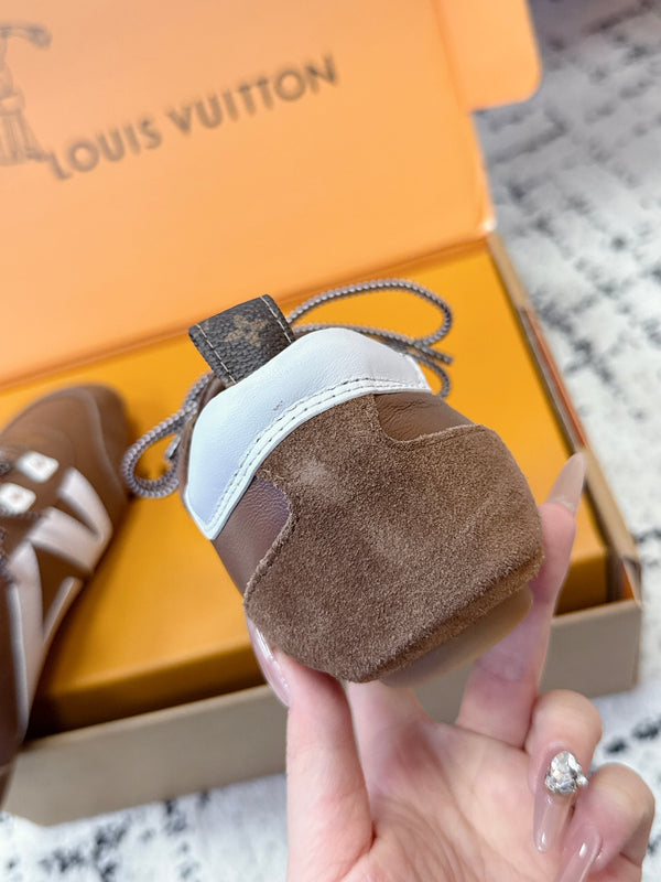 LV Sneakerina Sneaker Brown White Suede Leather 616977