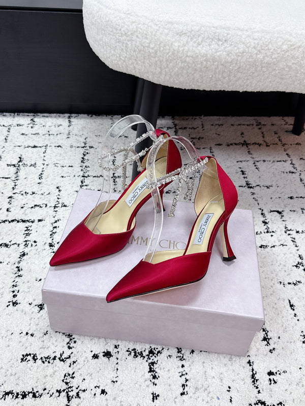 Jimmy 26 Stevie Pump 10cm Red Crystal Satin 679252