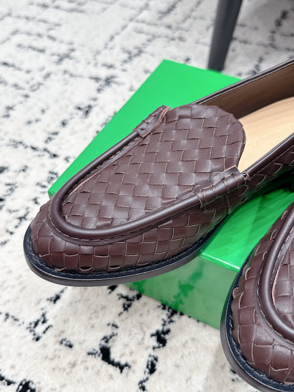 BV Silenzio Loafer Coffee Woven Leather 769991