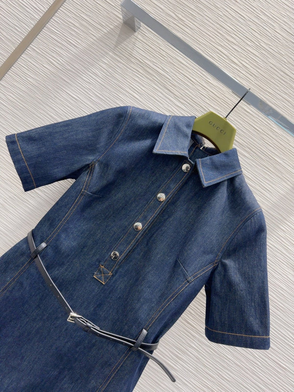 Gucci 25 Denim Dress Blue Cotton