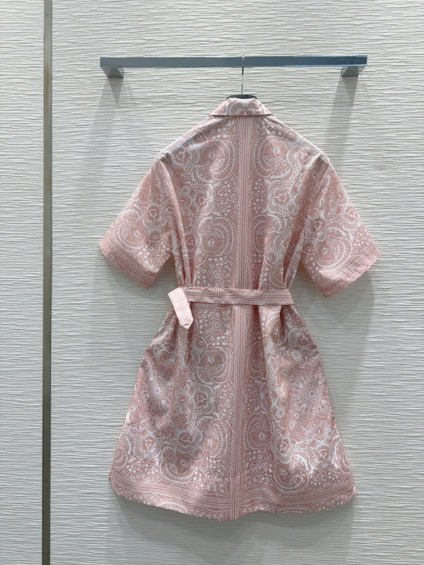 CD 2025 Floral Short Dress Pink Cotton