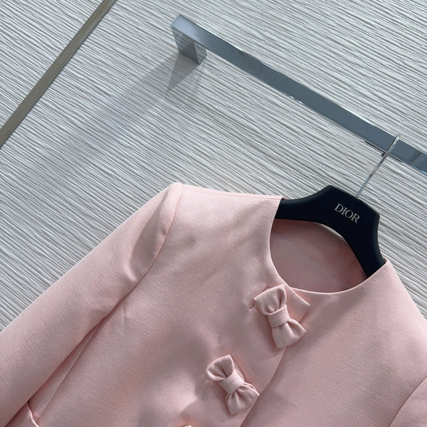CD Cropped Jacket Pink Wool and Silk 394956