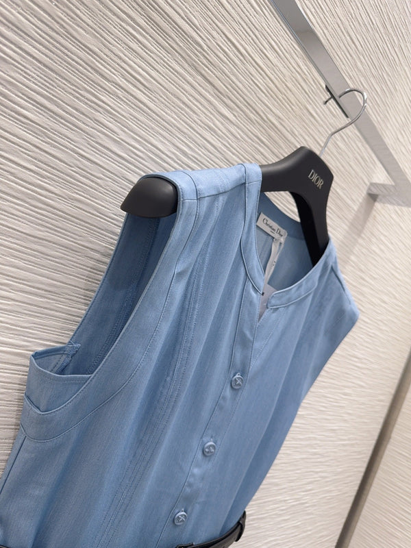 CD 26s Sleeveless Shirt Dress Light Blue Cotton Viscose 395003
