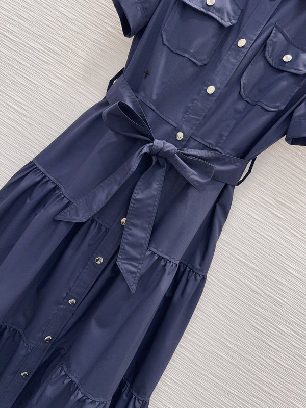 CD 26s Tiered Midi Dress Blue Polyester 394981