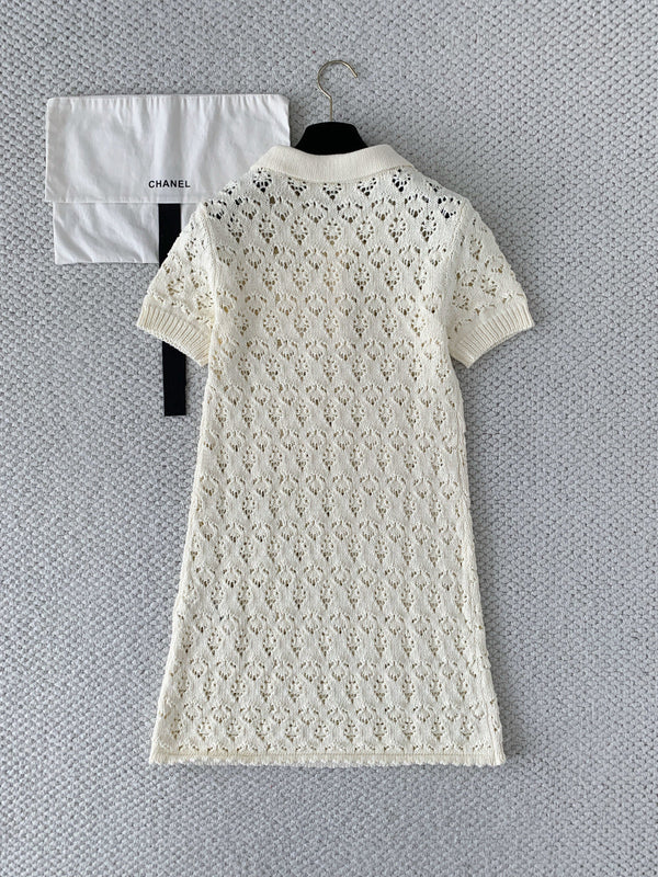 CL Mini Dress Cream Cotton Pointelle 380653