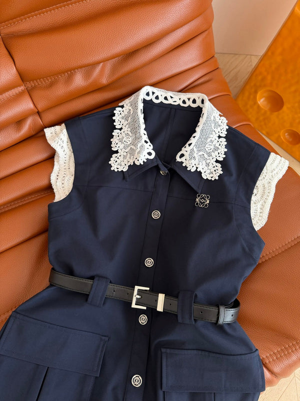 Loew 26s Navy Blue Dress Lace Cotton Polyester 380017