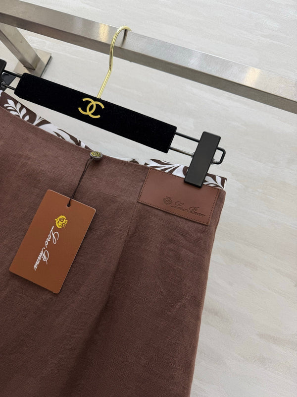 LP 26s Midi Skirt Brown Linen 398881