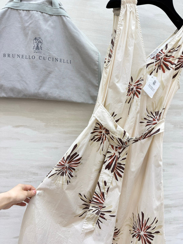 BC 26s Floral Midi Dress Cream Cotton 398870