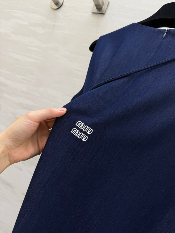 Miu 26s Sleeveless Dress Deep Blue Denim 398806
