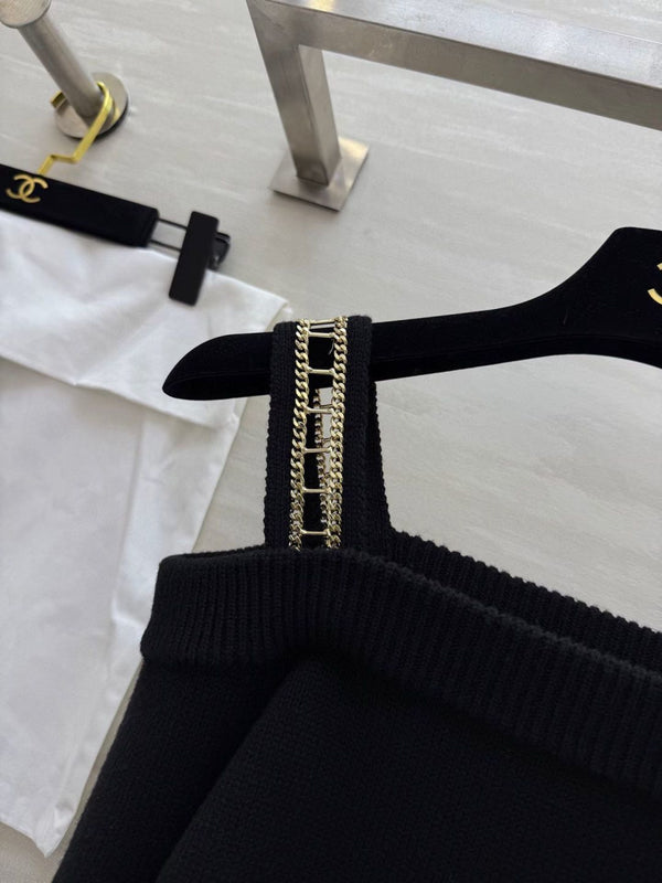 CC 26s Chain Strap Knit Top Black Knitwear 414120
