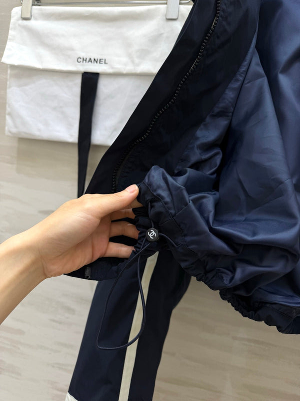 CC 2026 Premium Navy Blue Hooded Short Windbreaker 427430