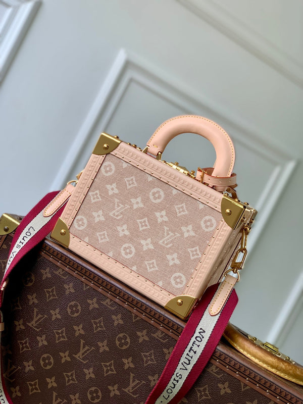 LV 2025 Petite Valise Box-Shaped Bag Beige Canvas Cowhide 346582