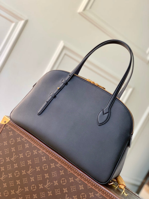 LV 2025 Low Key Duffle Tote Bag 43 Black Calfskin 347098