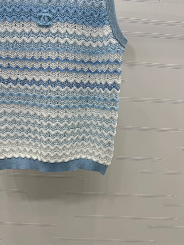 CC 25 Tank Top Baby Blue mix White Polyester 233563