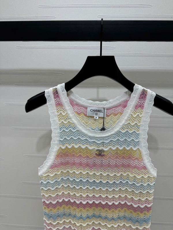 Chanel 25 Multicolor Striped Knitted Tank Top