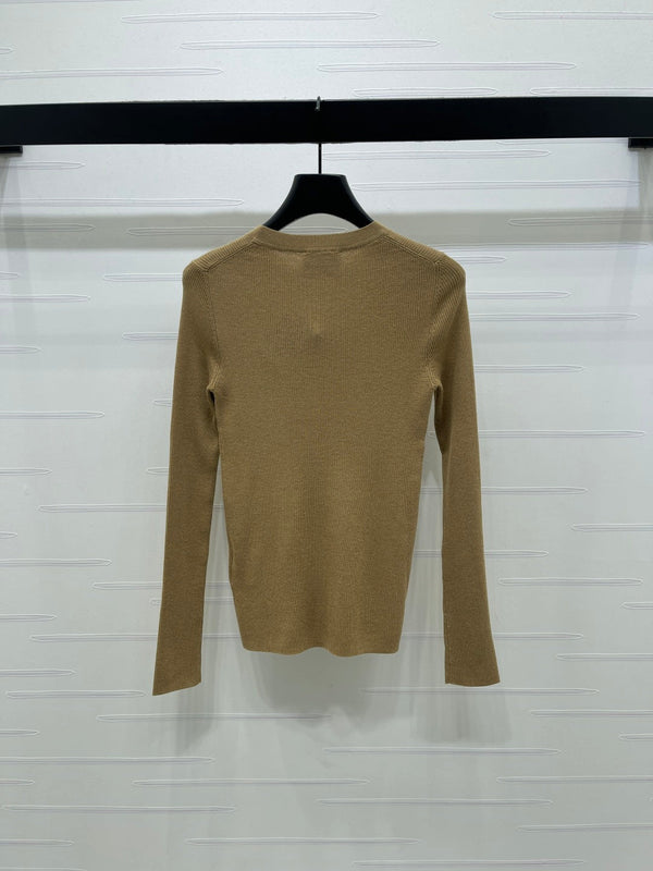 Prada Logo-Intarsia Wool Jumper Camel Wool 351032