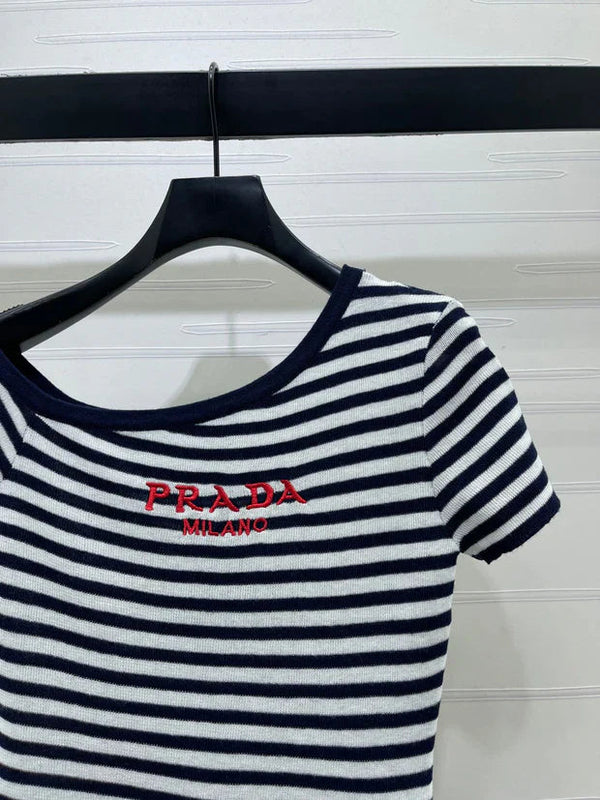 Pra 2026 One-shoulder Knit Short-sleeved Top Cotton 391450