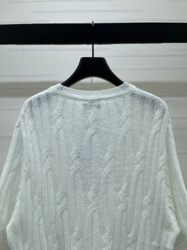 CC 26s Cable Knit Short-Sleeve T-Shirt Wool 422033
