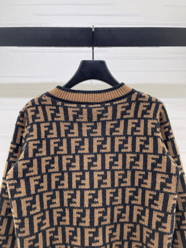 FF 26s Jacquard Crew Neck Knit Cardigan 423890