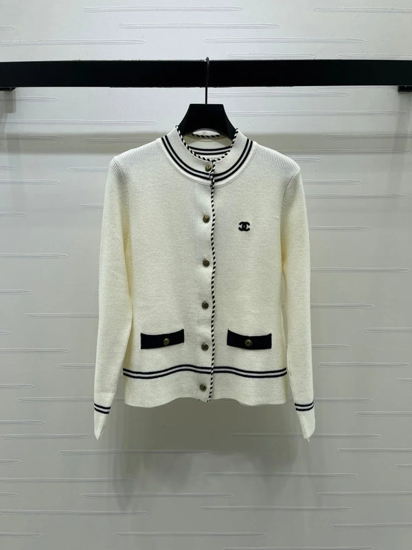 CC 26s Small Stand Collar Knit Long Sleeve Cardigan Wool 423886